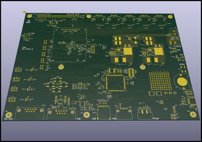 Top of PCB (unpopulated)  as rendered by KiCad    &#169;  All Rights Reserved